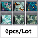 GobekUsa Green Leaves Flower Pillowcase Set | Modern Winter Short Plush 45x45cm Cozy Covers