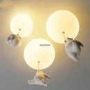 GobekUsa Bear LED Ceiling Chandelier: Cute PVC Ball Lampshade for Children's Room Decor