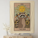 GobekUsa Cute Raccoon Tarot Card Tapestries: Boho Mystery Art for Hippie Home Decor