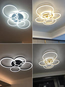 GobekUsa LED Chandelier: Modern Living Study Bedroom Lamps, Round Rings Foyer Chandeliers Luminaire
