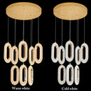 GobekUsa Gold LED Chandelier for Living Dining Stairwell Hallway, Modern Alloy+Acrylic Hanging Fixture