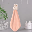 GobekUsa Cartoon Rabbit Coral Fleece Hand Towel: Soft, Absorbent, Quick-Dry Terry Towel