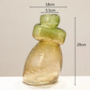 GobekUsa Gourd Shape Gradient Glass Vase Irregular Rockery Terrarium Home Decoration