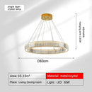 GobekUsa Golden Crystal Chandelier: Nordic Modern Luxury LED Hanging Halo for Living Room