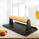 GobekUsa Heavy Cast Flat Iron Steak Weight with Wooden Handle