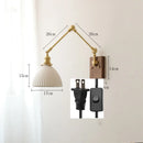 GobekUsa Copper Wall Lamp with Pull Chain Switch, Nordic Design, LED Bulb, Ceramic Lampshade