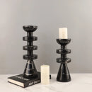 GobekUsa Black Marble Candle Holder, Modern Yellow Stone Candle Holder
