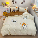 GobekUsa Cartoon Towel Embroidery Bedding Set in Soft Washed Cotton for Kids
