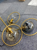GobekUsa Golden Ring Glass Ball Pendant Light for Kitchen Dining Room & Bedside