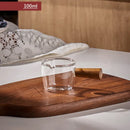 GobekUsa Glass Espresso Measuring Cup with Wood Handle, Transparent Milk Jug
