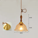 GobekUsa Cracked Glass Copper Wooden Pendant Light for Home Indoor Living Room