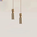 GobekUsa LED Pendant Lamp Mid Century Modern Decor Yellow Travertine Wood Hanglamp