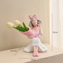 GobekUsa Girl Statues Vase Ornaments Office Decor Figurines TV Cabinets Floral Accessories