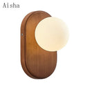 GobekUsa Japanese Wood Wall Lamp for Bedroom Sconces, Silent Wind Retro Light