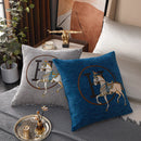 GobekUsa Horse Embroidered Jacquard Chenille Pillow Cover 45*45cm Home Decor Office Sofa