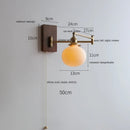 GobekUsa Clear Glass Copper LED Wall Light with Pull Chain Switch & Walnut Wood Canopy