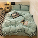 GobekUsa Cotton Embroidery Bedding Set with Lace for All Seasons