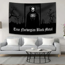 GobekUsa Black Metal Hippie Hotel Tapestry Flag for Bohemian Bedroom Art