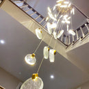 GobekUsa Crystal LED Stair Slinglight for Nordic Living Room, Villa, and Restaurant