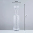GobekUsa Grey Round Glass Vase Hammer Lid Terrarium Home Decoration