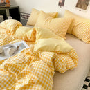 GobekUsa Japanese Style Check Duvet Cover Set - Soft Washed Quilt Cover & Pillowcase