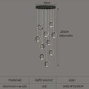GobekUsa Aluminum LED Chandelier Crystal Round Hanging Lamps Luxury Staircase Lighting Fixtures