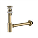 GobekUsa Brass Round Siphon P-Trap Set with Pop-Up Drainer Gun Grey
