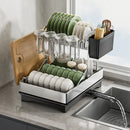GobekUsa 2 Tier Dish Drainer Rack & Drain Basket: Kitchen Organizer Holder, Counter Storage