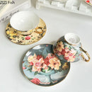 GobekUsa Flowers Pattern Porcelain Coffee Cup & Saucer Set - Exquisite Tea & Juice Mug