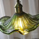 GobekUsa Green Flower Glass Pendant Light - Modern Kitchen Bar Restaurant Hanging Lamp