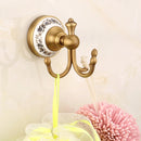 GobekUsa Bathroom Accessories Set: Towel Rack, Bar, Holder, Hook - Antique Brass/Ceramic/Copper