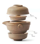 GobekUsa Kung Fu Tea Set: Teapot, 2 Teacups, Travel Green Tea Cups, Ceramic Gaiwan