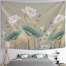 GobekUsa Koi Lotus Ink Tapestry Wall Hanging - Bohemian Aesthetics Home Decor