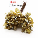 GobekUsa Gold Hybrid Flower Cherry Stamen Berries Bundle for DIY Decor