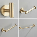 GobekUsa Brushed Gold Bathroom Accessories Set: Towel Rail, Paper Holder, Hook, Stainless Steel