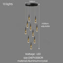 GobekUsa Crystal Chandelier for Stairwell and Living Room Dimming Lighting