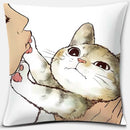GobekUsa Cute Cat Kiss Love Cartoon Pillowcase for Home Decor