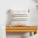 GobekUsa Geometric Tufted Tassel Cushion Cover White Grey Bohemian Decor Pillow Cover