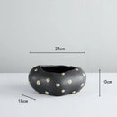 GobekUsa Black Resin Flower Pot Gold Accent Vase for Chic Home Decor