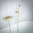 GobekUsa Brushed Gold Tub Shower Faucet Set with Waterfall Handheld Mixer