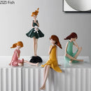 GobekUsa Cartoon Girl Resin Sculpture Desk Decoration Room Ornament Artifacts