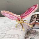 GobekUsa Golden Crystal Agate Butterfly Sculpture Decorative Figurines