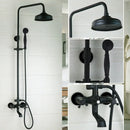 GobekUsa 8" Black Rain Shower Head Set with Hand Spray and Mixer Faucet