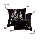 GobekUsa Botanical Wisteria Embroidered Cushion Cover with Tassel