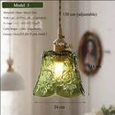 Nordic Green Glass Pendant Light With Brass Accents