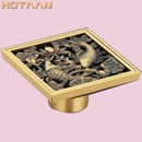 GobekUsa Antique Brass Flower Art Bathroom Floor Drain Waste Grate