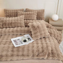 GobekUsa Gradient Faux Rabbit Fur Bedding Set - Warm Luxury Plush Duvet Cover & Quilt Sets