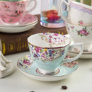GobekUsa Bone China Flower Tea Cup Set, 180ml, Phnom Penh Afternoon Teacups for Home, Office, Hotel