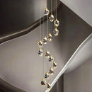 GobekUsa Crystal Chandelier Stair Pendant Light Modern Living Room Interior Lighting