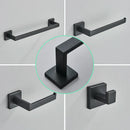 GobekUsa Black Bathroom Hardware Set: Robe Hook, Towel Rail, Shelf, Tissue Holder
